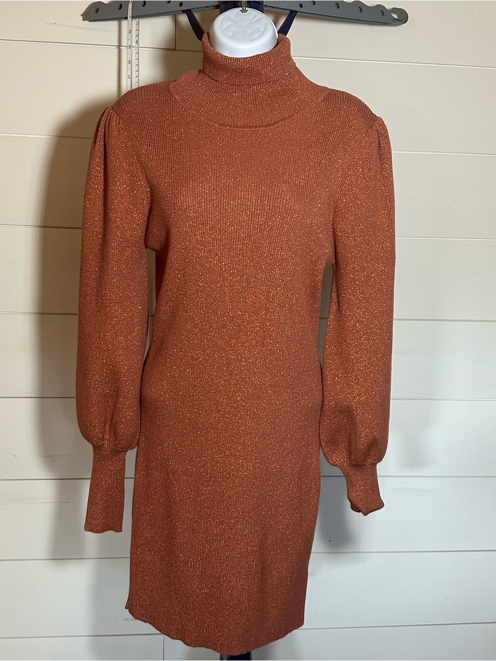 #184 Turtleneck Long Sleeve Knit Dress in Rust